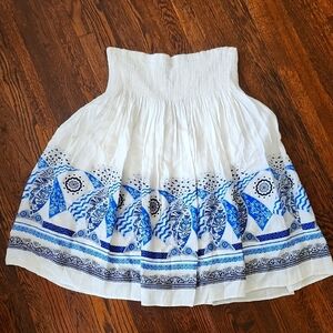 Coldwater Creek White and Blue A-Line Skirt